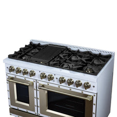 Forno Valente 48-Inch Gas Range – 8 Sealed Burners – 94,000 BTU Cooktop Output – 6.7 Cu. Ft. Double Oven – Telescopic Racks - FFSGS6299-48CP
