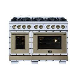 Forno Valente 48-Inch Gas Range – 8 Sealed Burners – 94,000 BTU Cooktop Output – 6.7 Cu. Ft. Double Oven – Telescopic Racks - FFSGS6299-48CP