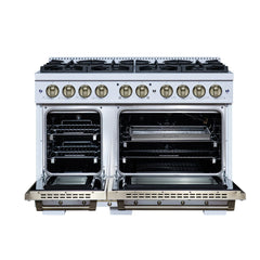 Forno Valente 48-Inch Gas Range – 8 Sealed Burners – 94,000 BTU Cooktop Output – 6.7 Cu. Ft. Double Oven – Telescopic Racks - FFSGS6299-48CP