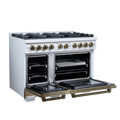 Forno Valente 48-Inch Gas Range – 8 Sealed Burners – 94,000 BTU Cooktop Output – 6.7 Cu. Ft. Double Oven – Telescopic Racks - FFSGS6299-48CP