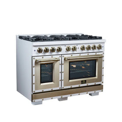 Forno Valente 48-Inch Gas Range – 8 Sealed Burners – 94,000 BTU Cooktop Output – 6.7 Cu. Ft. Double Oven – Telescopic Racks - FFSGS6299-48CP