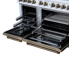 Forno Valente 48-Inch Gas Range – 8 Sealed Burners – 94,000 BTU Cooktop Output – 6.7 Cu. Ft. Double Oven – Telescopic Racks - FFSGS6299-48CP