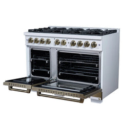 Forno Valente 48-Inch Gas Range – 8 Sealed Burners – 94,000 BTU Cooktop Output – 6.7 Cu. Ft. Double Oven – Telescopic Racks - FFSGS6299-48CP