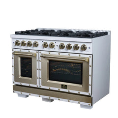 Forno Valente 48-Inch Gas Range – 8 Sealed Burners – 94,000 BTU Cooktop Output – 6.7 Cu. Ft. Double Oven – Telescopic Racks - FFSGS6299-48CP