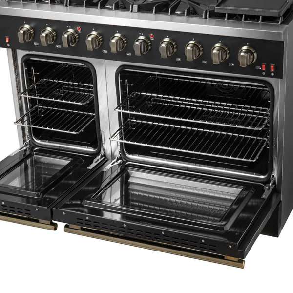Forno 48" Galiano Gas Range with 8 Burners, Griddle, and Double Oven - FFSGS6244-48
