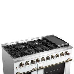 Forno 48" Galiano Gas Range with 8 Burners, Griddle, and Double Oven - FFSGS6244-48