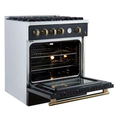 Forno Marco 30-inch Gas Range, 4 Burners 37,000 BTU, 4.32 cu.ft. Convection Oven - FFSGS6277-30