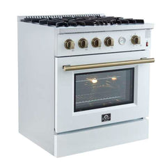 Forno Marco 30-inch Gas Range, 4 Burners 37,000 BTU, 4.32 cu.ft. Convection Oven - FFSGS6277-30