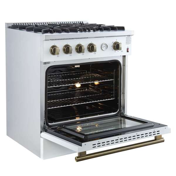 Forno Marco 30-inch Gas Range, 4 Burners 37,000 BTU, 4.32 cu.ft. Convection Oven - FFSGS6277-30
