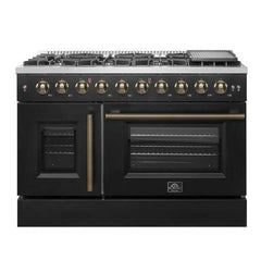 Forno 48-Inch Galiano Gas Range with 8 Gas Burners, 107,000 BTUs, & French Door Gas Oven in Stainless Steel - FFSGS6444-48