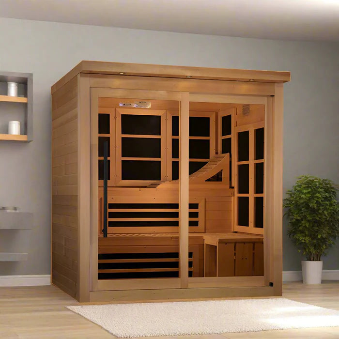 Golden Design PureTech™ FAR Infrared Sauna with 15” LCD Monitor & Hemlock Wood, Near Zero EMF  6-Person - GDI-6996-02