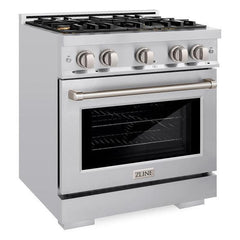 ZLINE 30 in. 4.2 cu. ft. Select Gas Range with Convection Gas Oven in Stainless Steel with 4 Brass Burners - HGR-BR-30 - The Home Selection