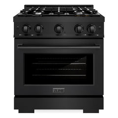 ZLINE 30 in. 4.2 cu. ft. Select Dual Fuel Range with 4 Burner Gas Cooktop and Electric Convection Oven in Black Stainless Steel - HDRB-30 - The Home Selection