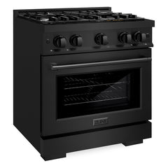 ZLINE 30 in. 4.2 cu. ft. Select Gas Range with 4 Burner Cooktop and Convection Gas Oven in Black Stainless Steel - HGRB-30 - The Home Selection