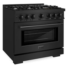 ZLINE 36 in. 5.2 cu. ft. Select Dual Fuel Range with 6 Burner Gas Cooktop and Electric Convection Oven in Black Stainless Steel - HDRB-36 - The Home Selection