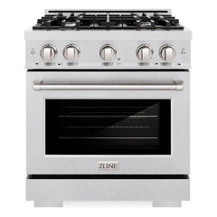 ZLINE 30 in. 4.2 cu. ft. Select Dual Fuel Range with 4 Burner Gas Cooktop and Electric Convection Oven in DuraSnow® Stainless Steel - HDRS-30 - The Home Selection