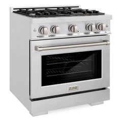 ZLINE 30 in. 4.2 cu. ft. Select Dual Fuel Range with 4 Burner Gas Cooktop and Electric Convection Oven in DuraSnow® Stainless Steel - HDRS-30 - The Home Selection