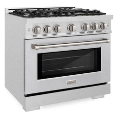 ZLINE 36 in. 5.2 cu. ft. Select Gas Range with 6 Burner Cooktop and Convection Gas Oven in DuraSnow® Stainless Steel - HGRS-36 - The Home Selection