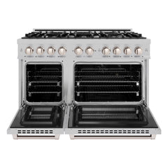 ZLINE 48 in. 6.7 cu. ft. Select Double Oven Dual Fuel Range with 8 Burner Gas Cooktop in Satin Stainless Steel - HDRS-48 - The Home Selection