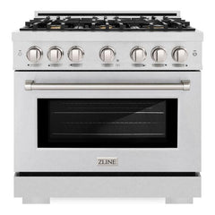 ZLINE 36 in. 5.2 cu. ft. Select Gas Range with Convection Gas Oven in DuraSnow® Stainless Steel with 6 Brass Burners - HGRS-BR-36 - The Home Selection