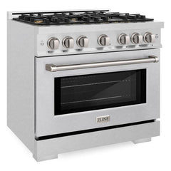 ZLINE 36 in. 5.2 cu. ft. Select Gas Range with Convection Gas Oven in DuraSnow® Stainless Steel with 6 Brass Burners - HGRS-BR-36 - The Home Selection