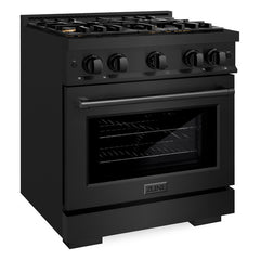 ZLINE 30 in. 4.2 cu. ft. Select Gas Range with Convection Gas Oven in Black Stainless Steel with 4 Brass Burners - HGRB-BR-30 - The Home Selection
