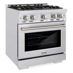 ZLINE 30 in. 4.2 cu. ft. Select Gas Range with Convection Gas Oven in DuraSnow® Stainless Steel with 4 Brass Burners - HGRS-BR-30 - The Home Selection