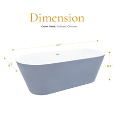 Altair Szany 67" x 32" Flatbottom Freestanding Acrylic Soaking Bathtub in Glossy Gray with Drain and Overflow - 52367-BAT-GR-FC