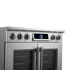 Forno Maximus 36" Induction range, French Door, 5 Cooking Zones, 5.36 cf. Convection Oven, Air Sous Vide, Air Fry Basket - FFSIN0932-36