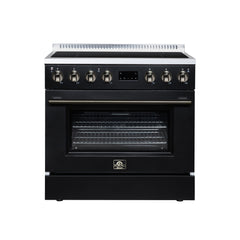Forno Torino 36" Induction Range, 10,900W Cooktop, 5.36 cf. True Convection Oven, Air Fry, Air Sous Vide, Smudge Resistant - Black - Front - The Home Selection