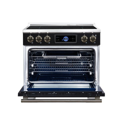 Forno Maximus 36" Induction Range with Air Fryer - Black - Front Open - The Home Selection