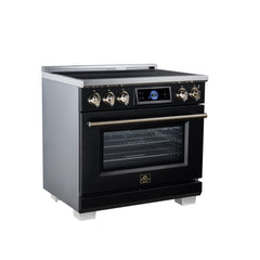 Forno Maximus 36" Induction Range with Air Fryer - Black - Left Angle - The Home Selection