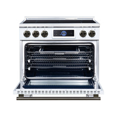 Forno Maximus 36" Induction Range with Air Fryer - White - Front Open - The Home Selection