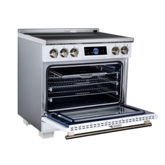 Forno Maximus 36" Induction Range with Air Fryer - White - Left Angle Open - The Home Selection