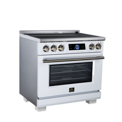 Forno Maximus 36" Induction Range with Air Fryer - White - Left Angle - The Home Selection