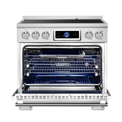 Forno Maximus 36" Induction Range with Air Fryer - Stainless Steel - Front Opened - The Home Selection