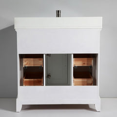 Vanity Art Single 36" Bath Vanity with Engineered Marble Top in White with Basin and Mirrorr - CVA36