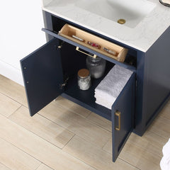 Altair Gavino 30" Single Bathroom Vanity with Grain White Engineered Stone Countertop - 557030