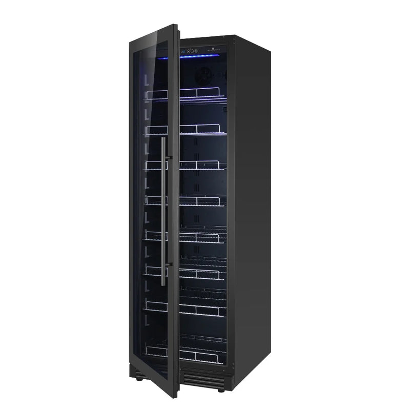 KingsBottle Large Beverage Refrigerator With Low-E Borderless Black Glass Door