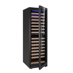 KingsBottle Upright Low-E Glass Door Dual Zone Large Wine Cooler Borderless Black Glass Door - KBU425DX-FG