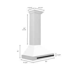 ZLINE Autograph Edition 30 in. Convertible Stainless Steel Range Hood with White Matte Shell and Matte Black Accents - KB4STZ-WM30-MB - The Home Selection