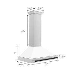 ZLINE Autograph Edition 36 in. Convertible Stainless Steel Range Hood with White Matte Shell and Matte Black Accents - KB4STZ-WM36-MB - The Home Selection
