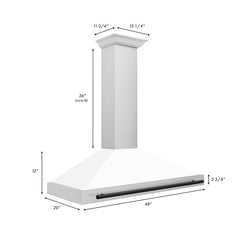 ZLINE Autograph Edition 48 in. Convertible Stainless Steel Range Hood with White Matte Shell and Matte Black Accents - KB4STZ-WM48-MB - The Home Selection