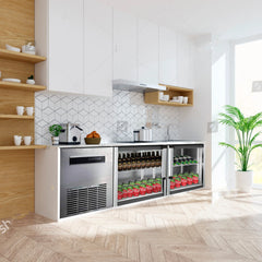 KingsBottle 59" Double Glass Back Bar Cooler for Multiple Bottles-On Sale - KBU380SS