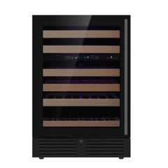 KingsBottle 24 Inch Under Counter LOW-E Glass Door Borderless Black Glass Door - KBU145DX-FG-SS