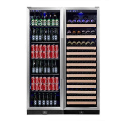 KingsBottle 72" Large Wine And Beverage Cooler Drinks Combo With Clear Door - KBU170BW2