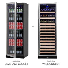 KingsBottle 72" Large Wine And Beverage Cooler Drinks Combo With Clear Door - KBU170BW2