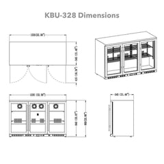 KingsBottle 53" Solid 3-Door Outdoor Beverage Drinks Cooler - KBU328ASD