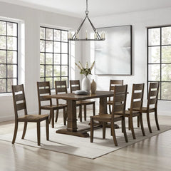 Crosley Joanna 128 Inch 9pc Dining Set Rustic-Brown -  KF13068RB-RB