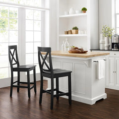 Crosley Julia Wood Top Island W/x-back Stools - KF30067WH